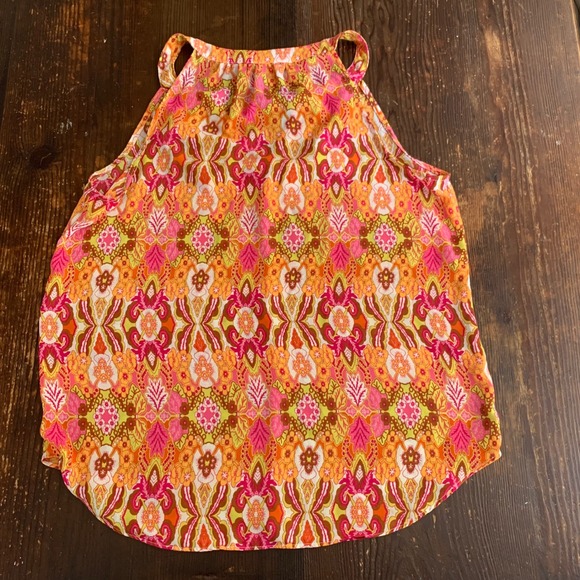 Rose & Olive Paisley Print Sleeveless Tassel‎ Tie Neck Blouse Top Womens M - Picture 4 of 8